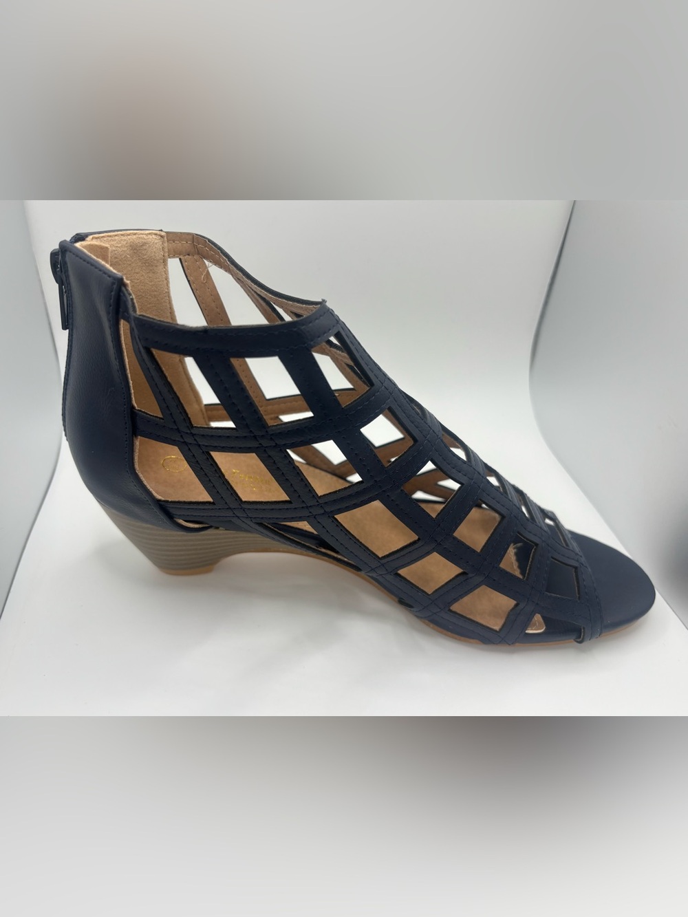 Henry Ferrera Bologna Women’s Open Toe Sandals Navy Size 8.5 - Picture 2 of 9